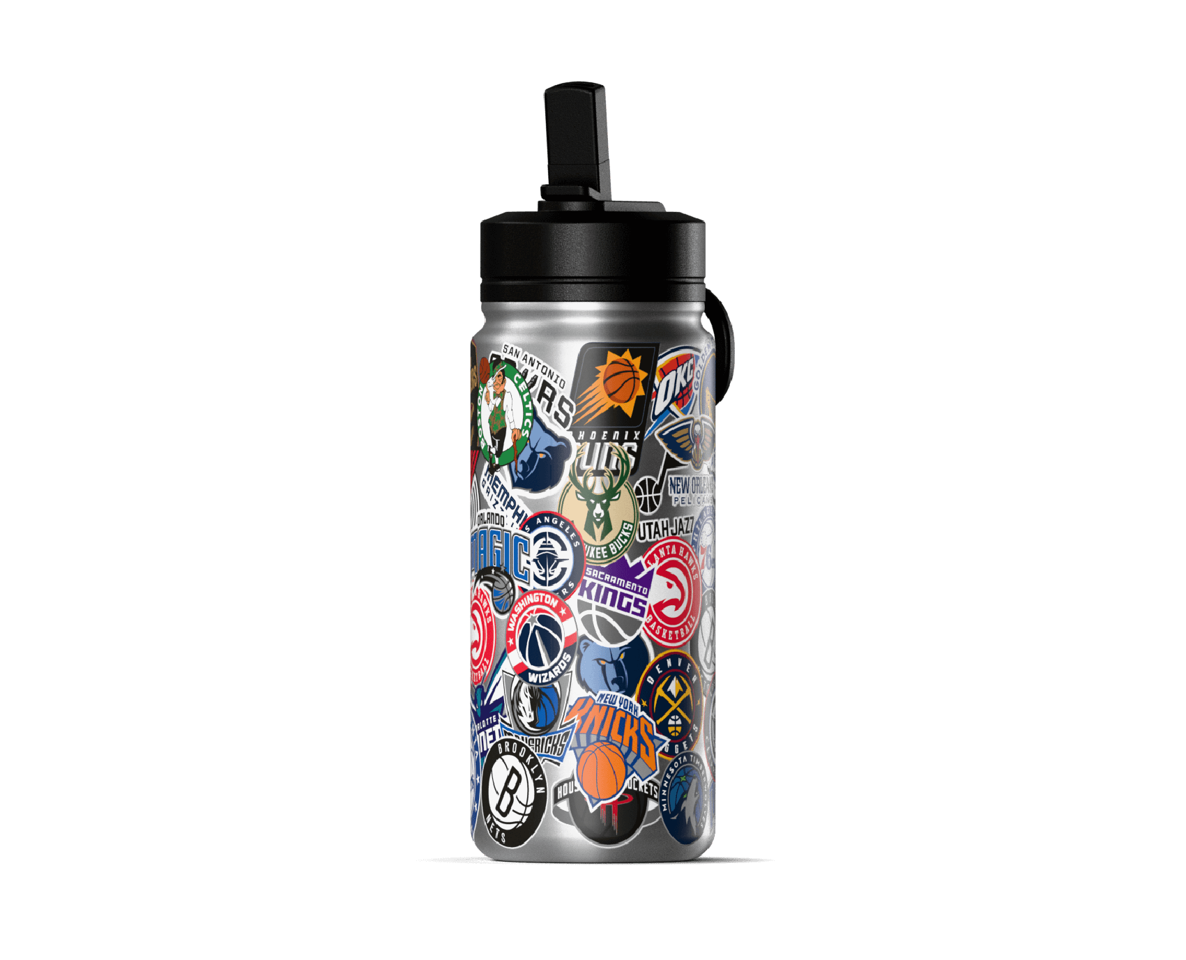 Hydrapeak NBA 20oz All Team Sticker Print Kids Water Bottle with Straw Lid