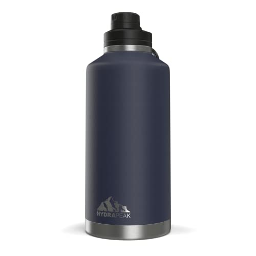 Hydrapeak 72 oz Insulated Water Bottle, Navy Finish, Leak-Proof Half-Gallon Jug