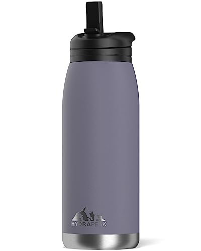 Hydrapeak Flow 32oz Insulated Water Bottle with Straw Lid - Plum, Stainless Steel, BPA-Free Leak-Proof