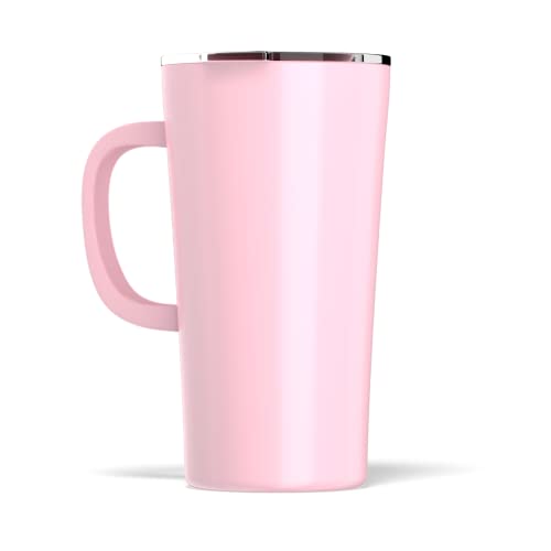 Hydrapeak JAVA 18oz Insulated Coffee Mug with Handle, Pink, Leak-Proof Lid
