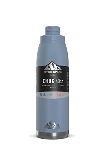 Hydrapeak 40oz Chug Lid Water Bottle - Vacuum Insulated Stainless Steel, Modern Blue