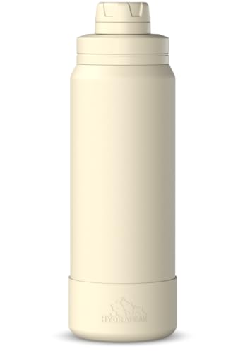Hydrapeak 26oz Sport Insulated Water Bottle with Chug Lid – Modern Cream, Leak-Proof Stainless Steel