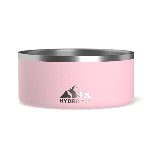 Hydrapeak Pink Stainless Steel Dog Bowl 8 Cup - Large Breed Non-Slip Water & Food Dish