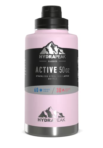 Hydrapeak 50oz Insulated Water Bottle - Blush, Leak-Proof Stainless Steel Vacuum Flask with Chug Lid