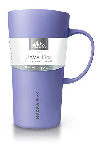 Hydrapeak JAVA 18oz Insulated Travel Coffee Mug with Handle - Leak-Proof Stainless Steel Tumbler, Lilac