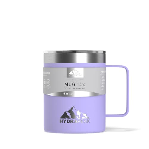 Hydrapeak 14oz Insulated Coffee Mug Lilac - Double Wall Stainless Steel with Handle