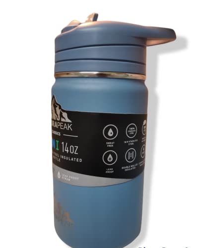 Hydrapeak Mini 14 oz Kids Water Bottle with Straw Lid, Insulated Stainless Steel, Storm