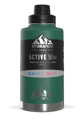 Hydrapeak 50oz Insulated Water Bottle Forest Green - Leak Proof Stainless Steel Flask with Chug Lid