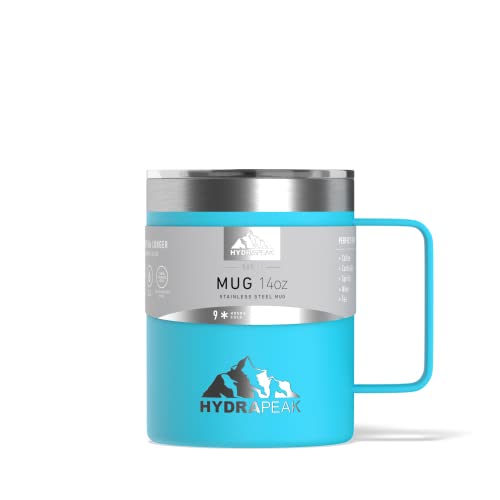 Hydrapeak 14oz Insulated Travel Mug with Splash Proof Lid - Double Wall Stainless Steel Camping Coffee Cup with