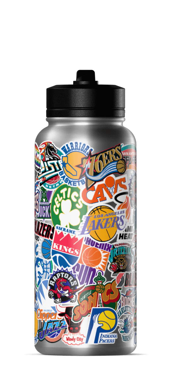 Hydrapeak NBA 32oz All Team Sticker Print Water Bottle with Straw Lid