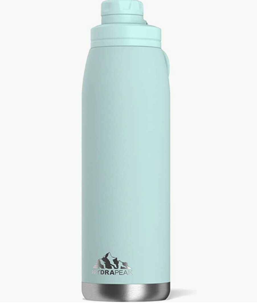 Hydrapeak 40 oz Insulated Water Bottle with Chug Lid - Ice - Double Walled Stainless Steel