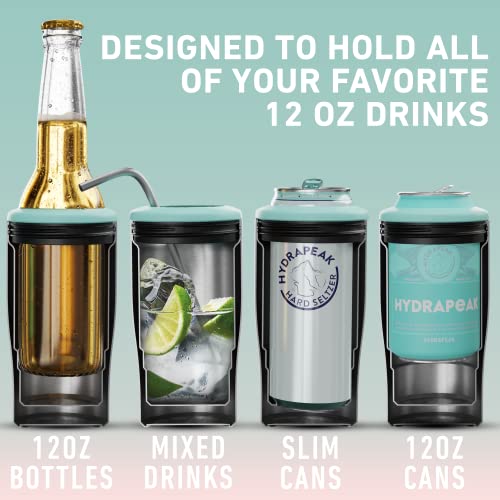 Hydrapeak 4-in-1 Insulated Can Cooler - Hawaiian Sunset, Fits 12 oz Slim & Standard Cans and Bottles