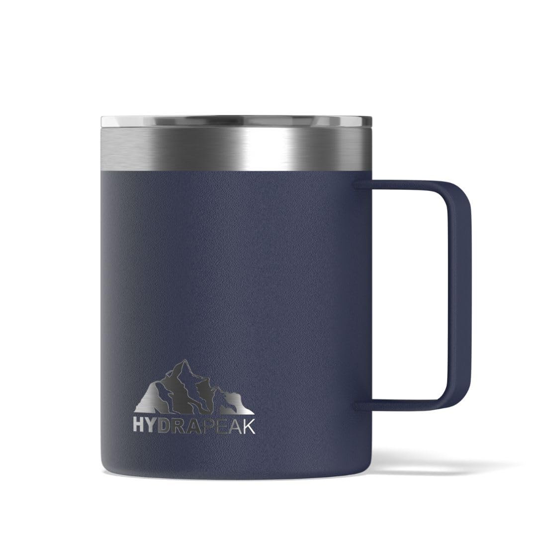 Hydrapeak 14oz Insulated Travel Mug with Splash-Proof Lid, Stainless Steel Double-Walled Coffee Mug, Navy