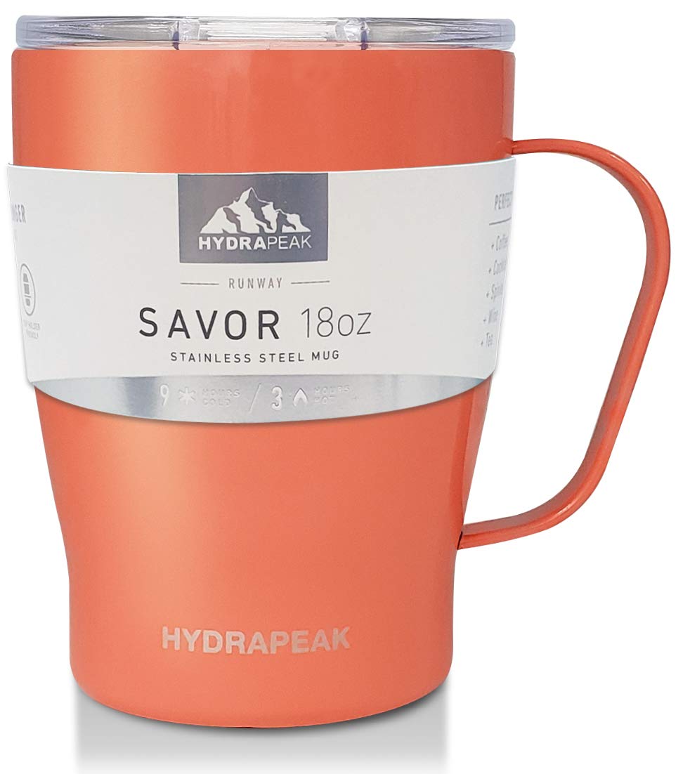 Hydrapeak SAVOR 18oz Double Vacuum Insulated Coffee Mug – Living Coral, Stainless Steel Travel Tumbler