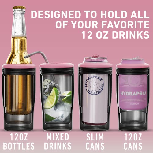 Hydrapeak Bubblegum 4-in-1 Can Cooler – Pink Universal Drink Cooler for Any 12 oz Can