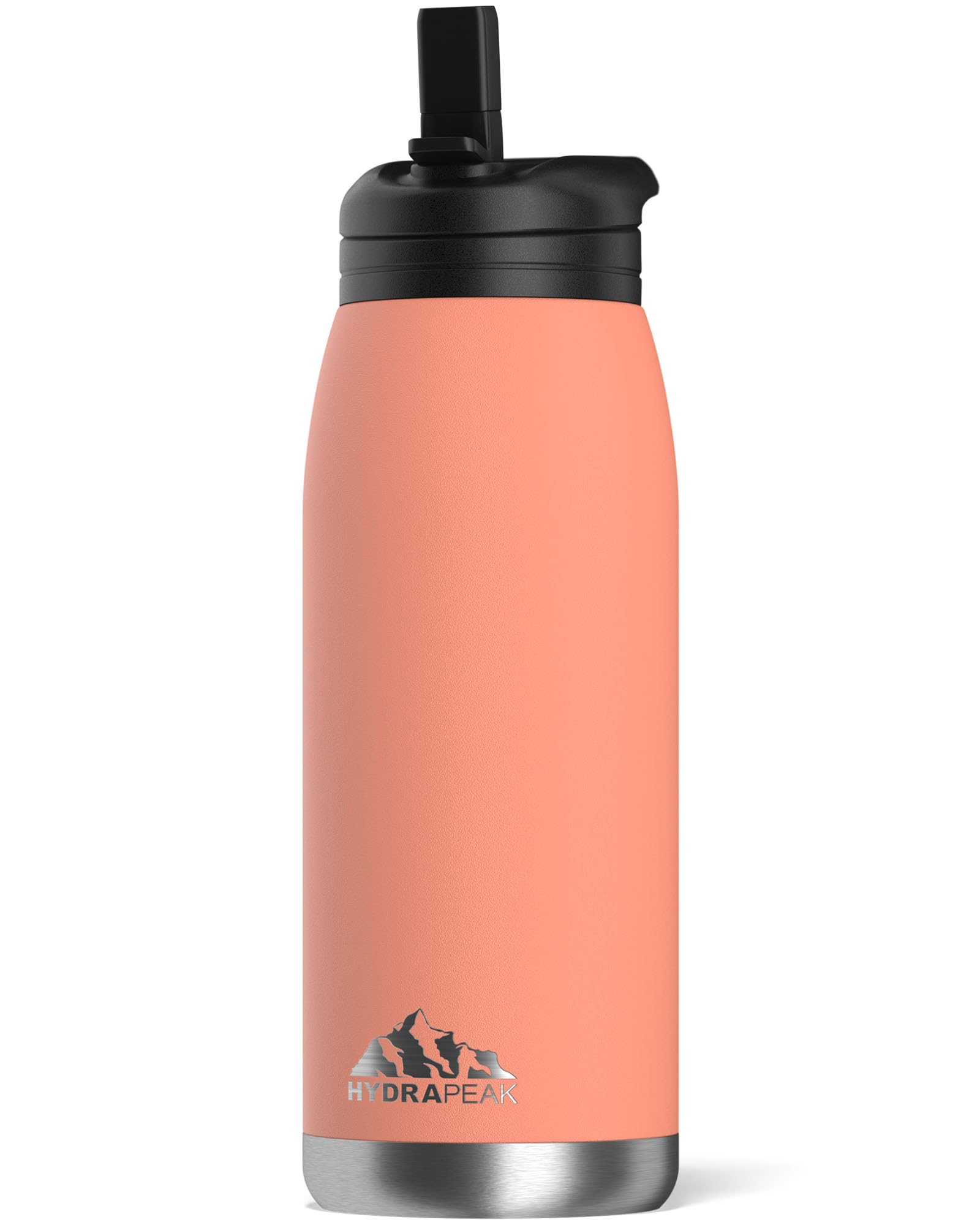 Hydrapeak Flow 32oz Insulated Water Bottle with Straw Lid - Peach, BPA-Free Stainless Steel