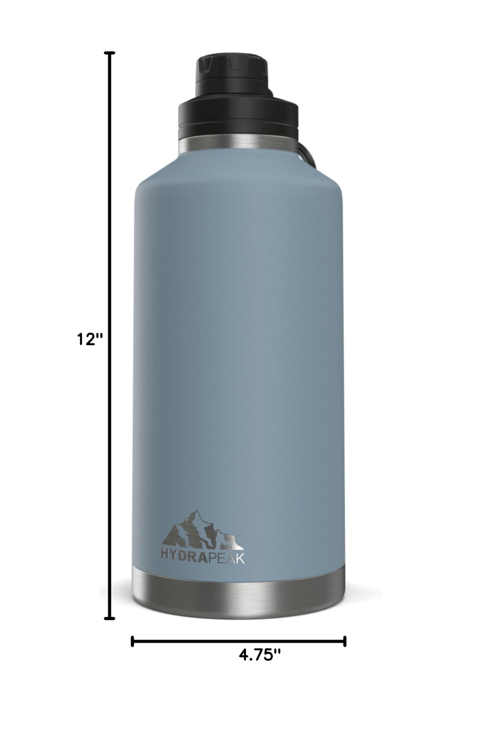 Hydrapeak 72 oz Insulated Water Jug - Storm Gray, Half Gallon Bottle