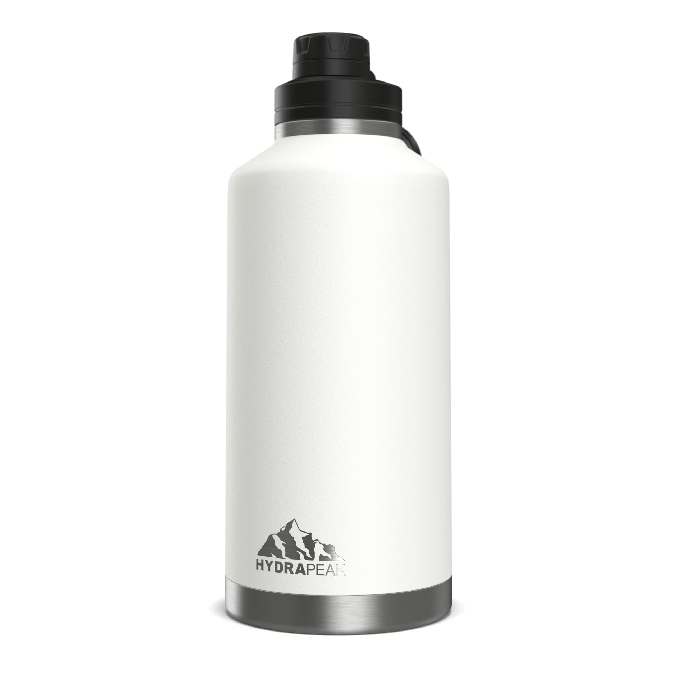 Hydrapeak 72 oz Insulated Water Bottle, White Finish, Leak-Proof Half-Gallon Jug