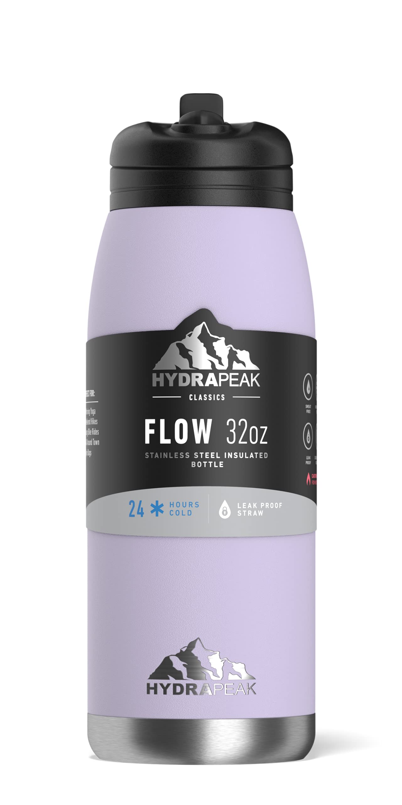 Hydrapeak Flow 32oz Insulated Water Bottle with Straw Lid – Orchid, BPA-Free, Leak-Proof