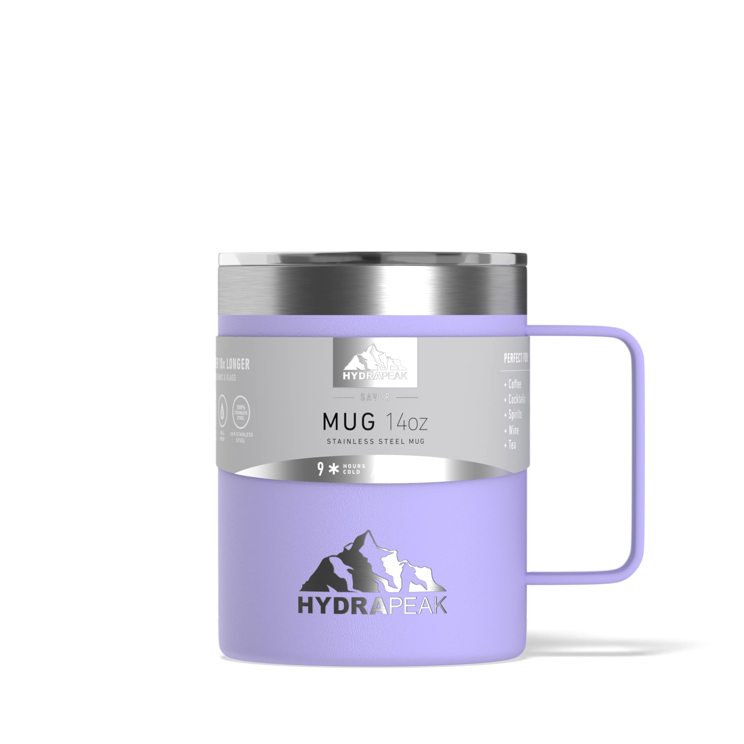 Hydrapeak 14oz Insulated Coffee Mug Lilac - Double Wall Stainless Steel with Handle