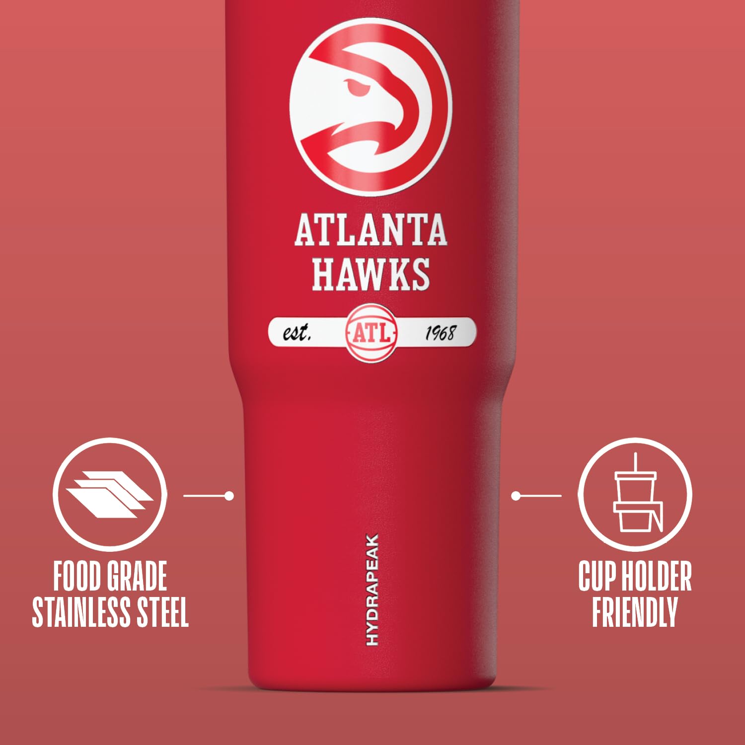 Hydrapeak NBA Atlanta Hawks Nomad 32 oz Insulated Tumbler - Leakproof Stainless Steel Travel Cup with Straw Lid