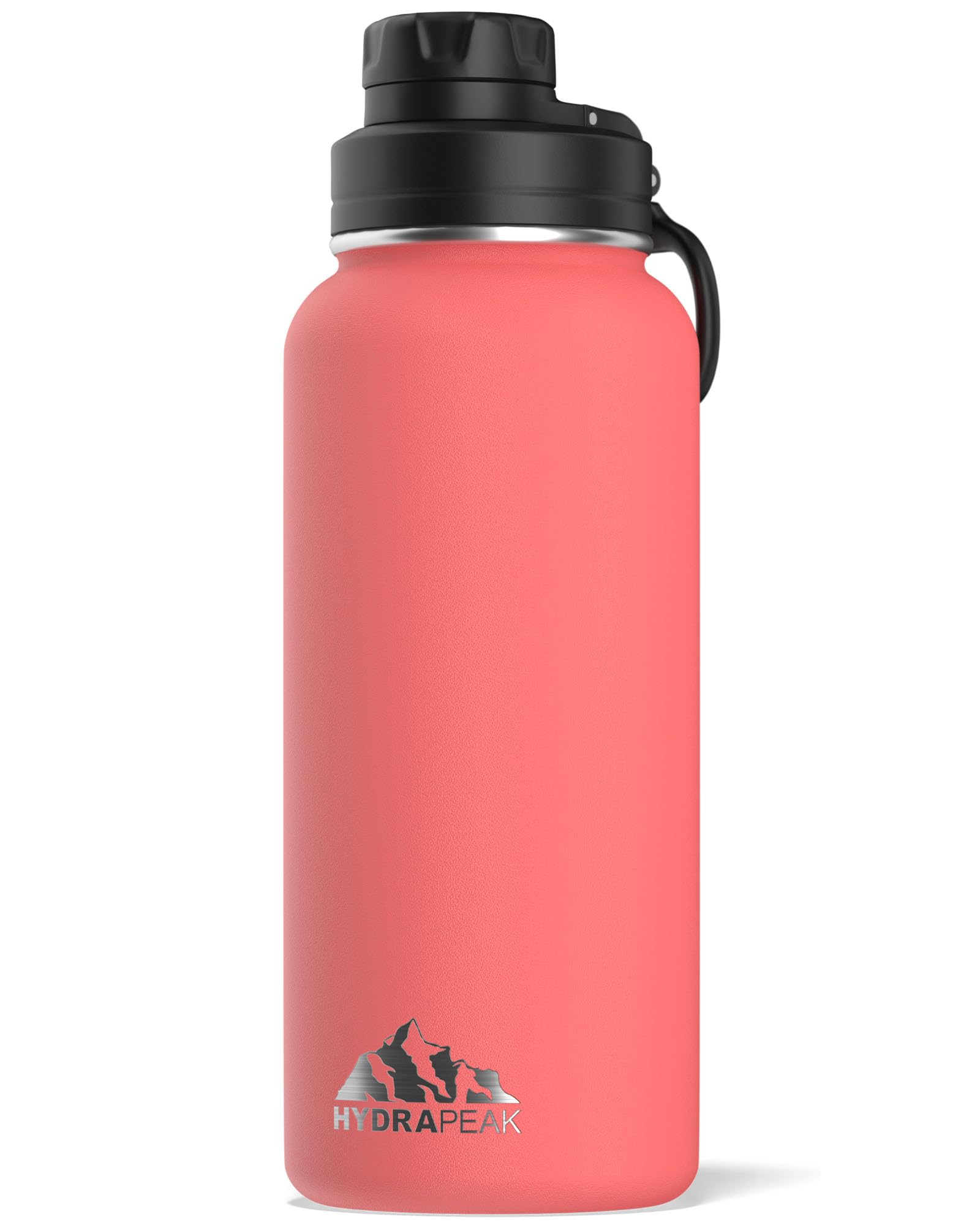 Hydrapeak 32oz Insulated Water Bottle with Chug Lid - Coral - Leak-Proof Stainless Steel Bottle with Handle