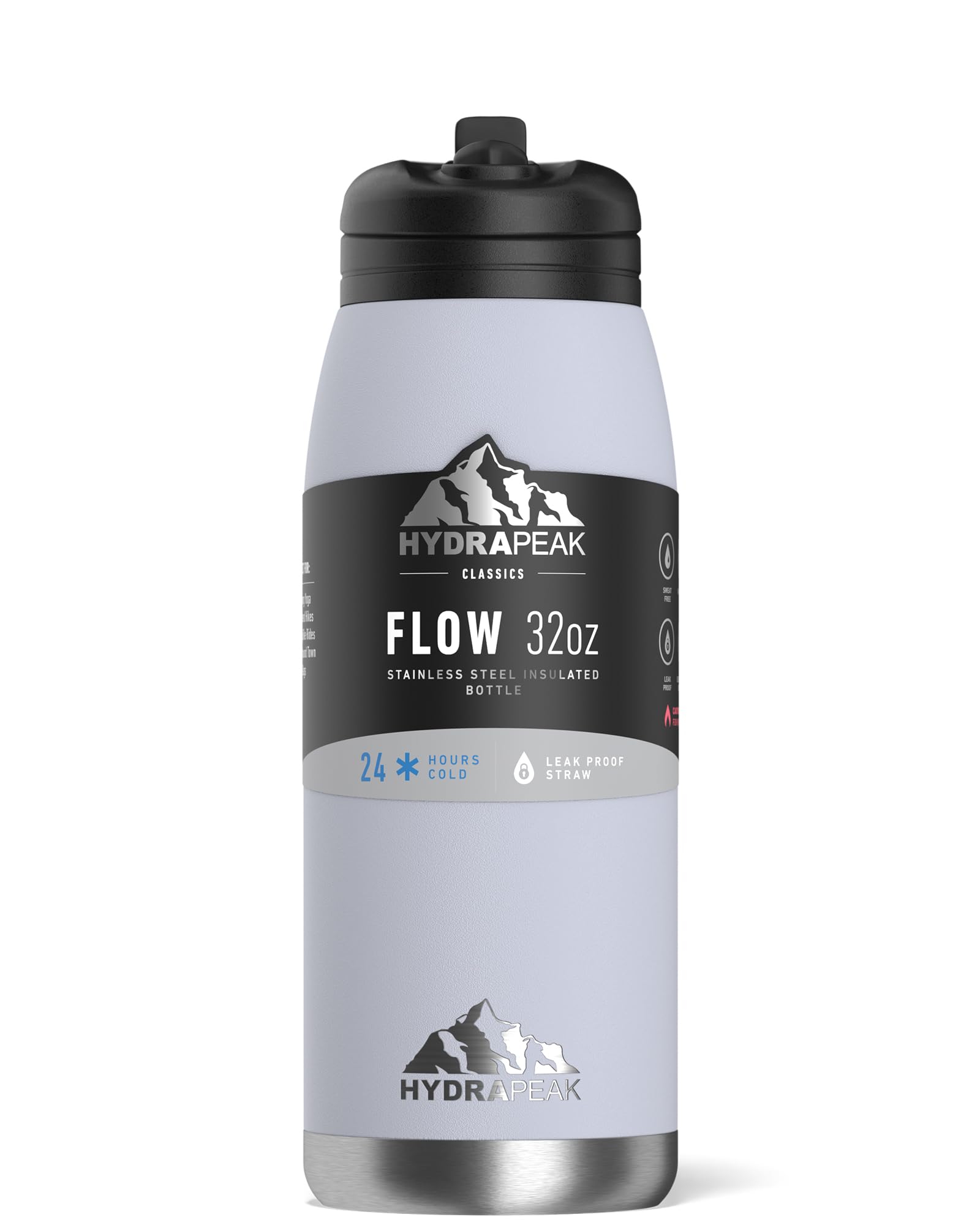 Hydrapeak Flow 32oz Insulated Water Bottle with Straw Lid – Iceberg, Stainless Steel, Leak-Proof