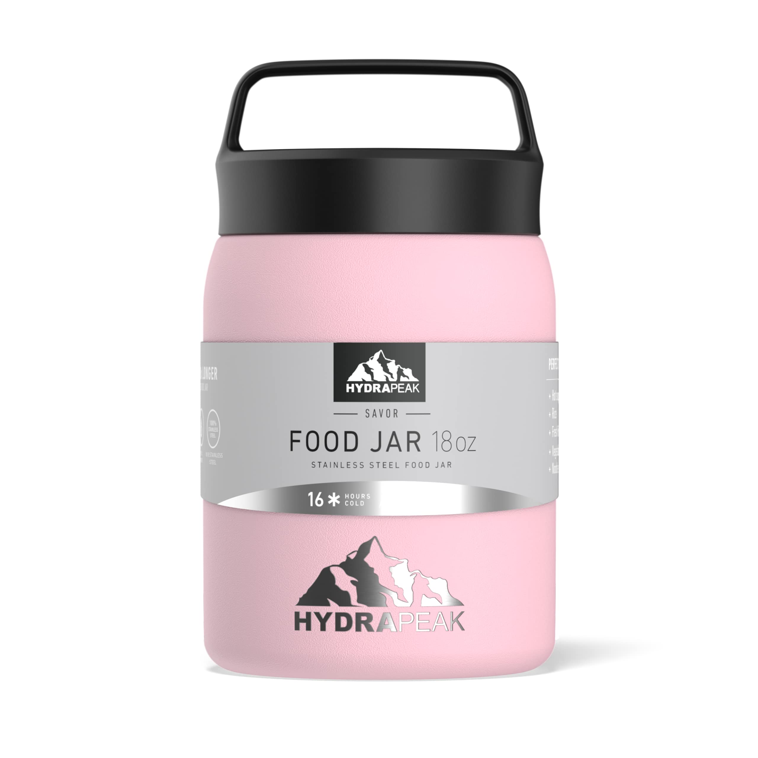 Hydrapeak 18 oz Insulated Food Jar - Hot and Cold Vacuum Insulated Stainless Steel Soup Jar with Leak-Proof Lid