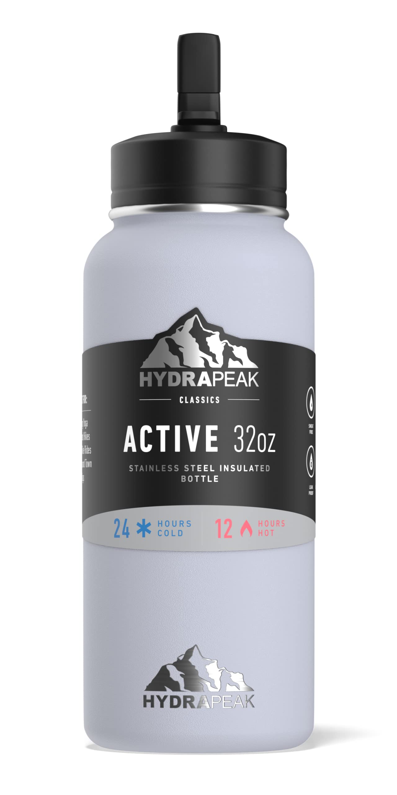 Hydrapeak 32oz Insulated Water Bottle with Straw Lid - Leak-Proof Stainless Steel, Double-Wall Vacuum, Ice