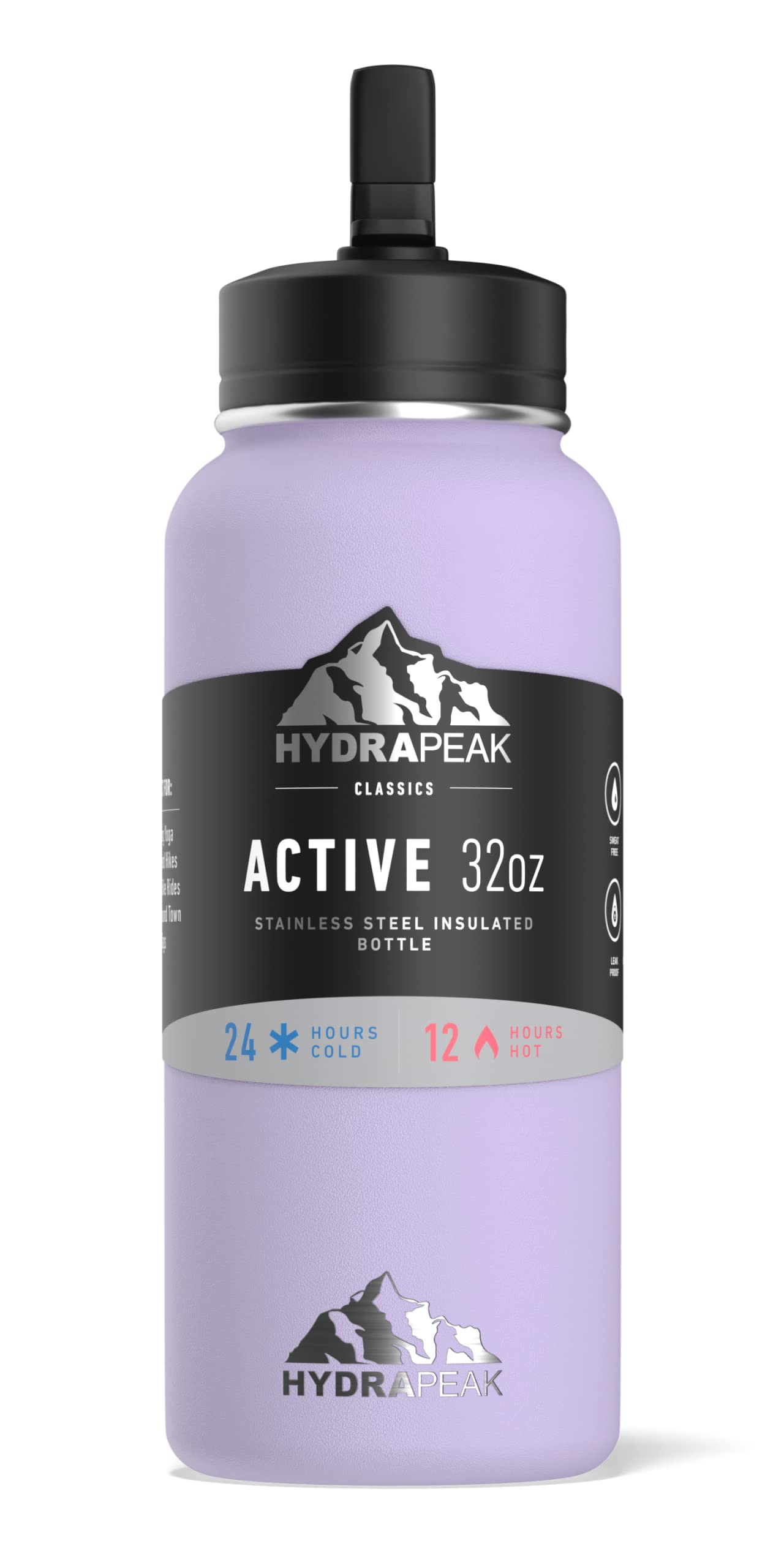 Hydrapeak 32 oz Insulated Water Bottle with Straw Lid - Lavender Stainless Steel