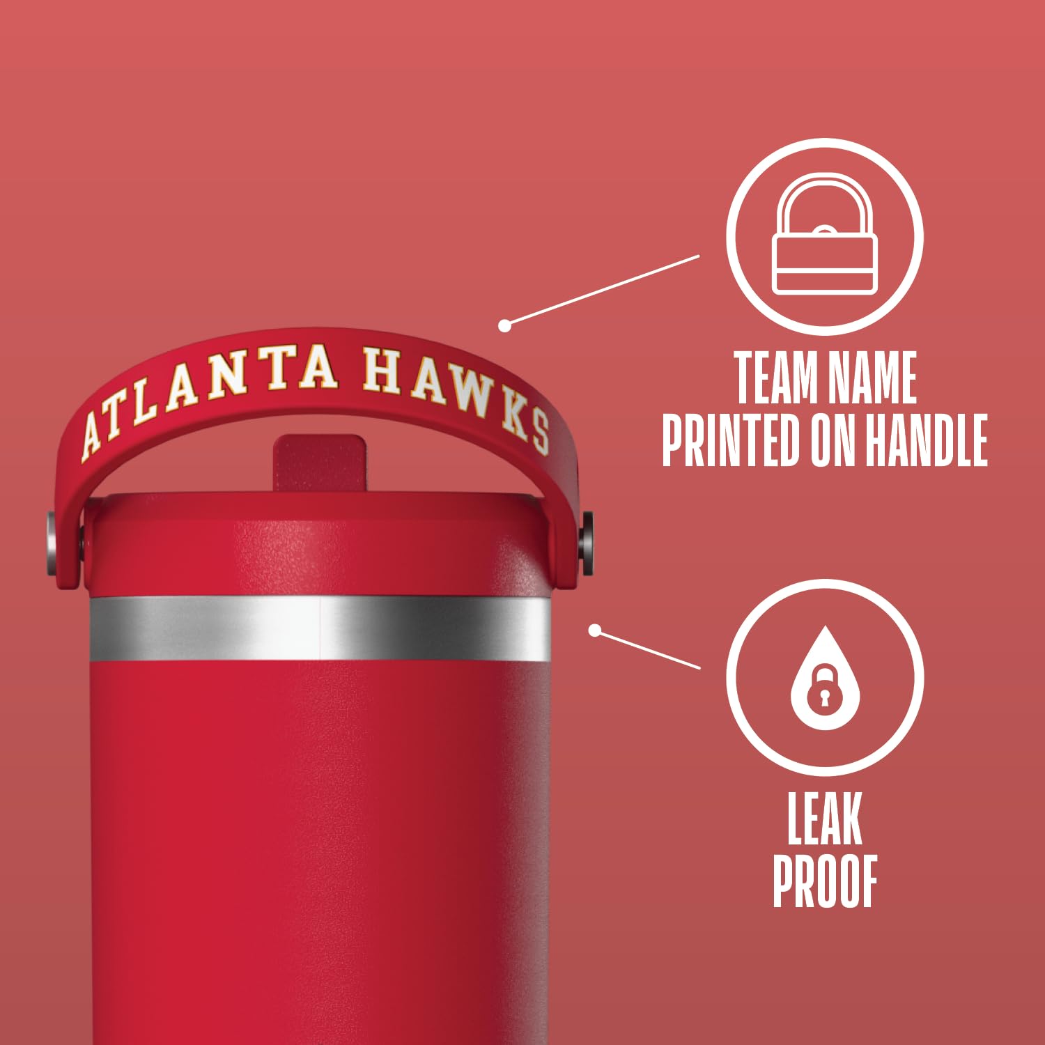 Hydrapeak NBA Atlanta Hawks Nomad 32 oz Insulated Tumbler - Leakproof Stainless Steel Travel Cup with Straw Lid