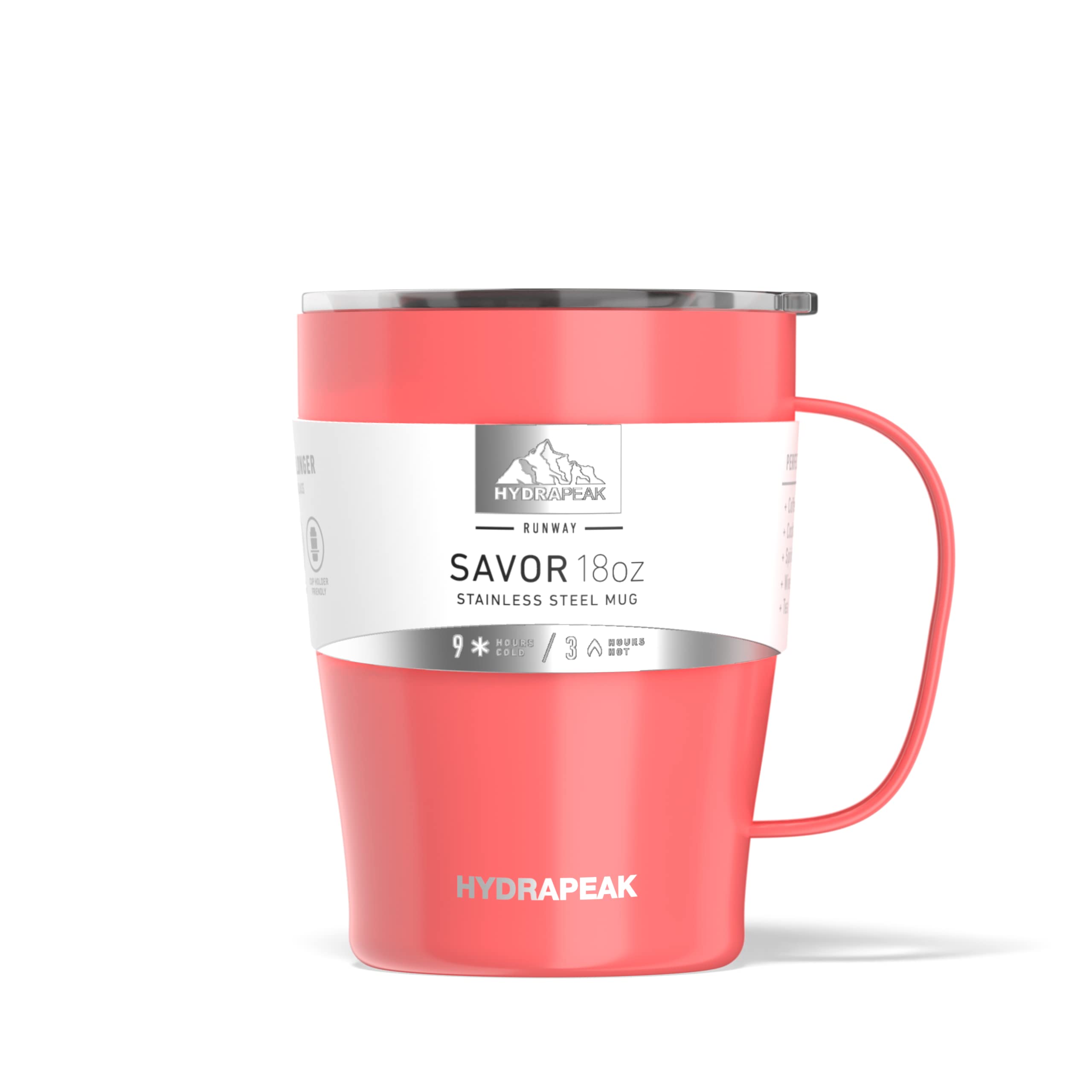 Hydrapeak SAVOR 18oz Double Vacuum Insulated Coffee Mug – Living Coral, Stainless Steel Travel Tumbler