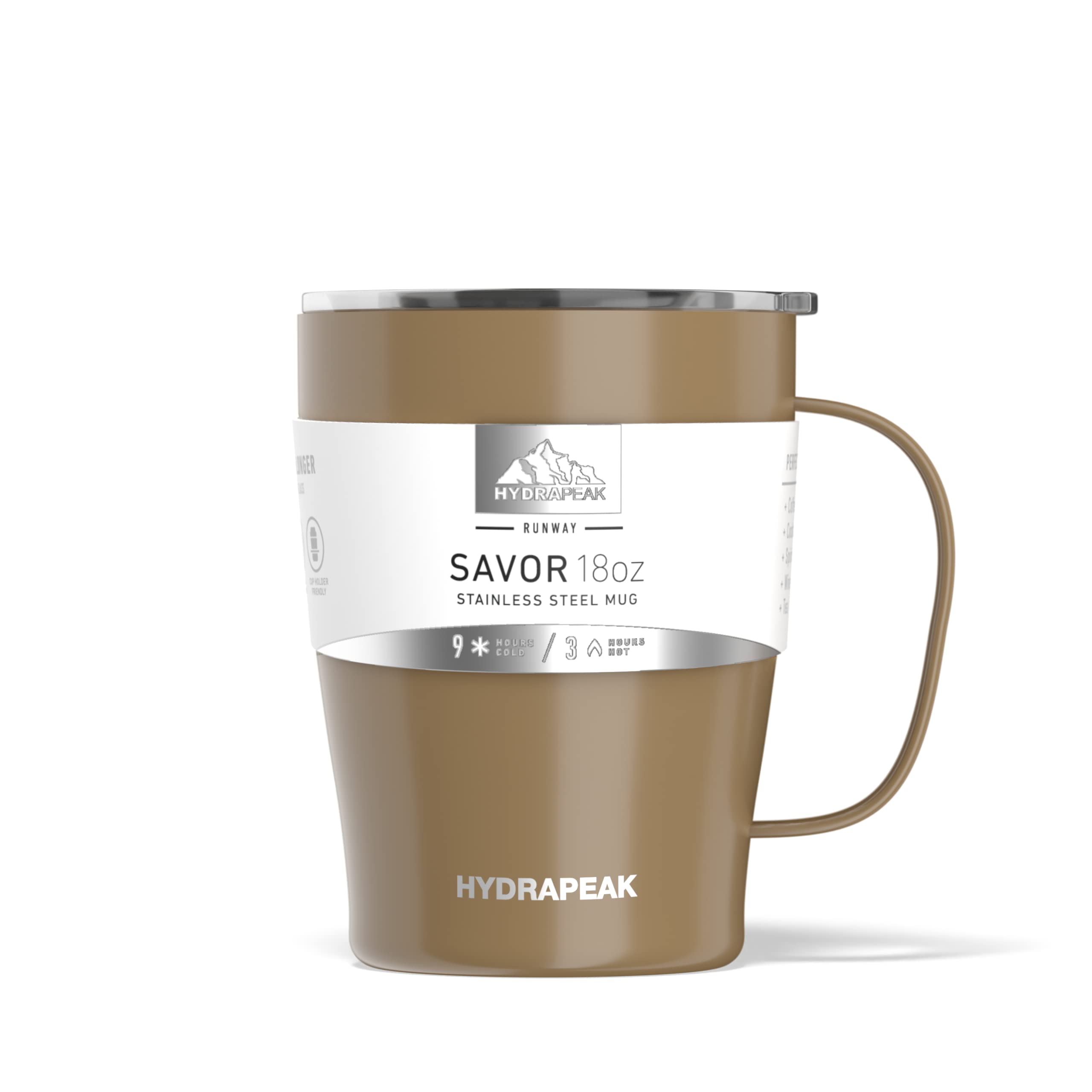 Hydrapeak SAVOR 18oz Insulated Travel Mug - Champagne Gold, Vacuum-Insulated Stainless Steel with Lid