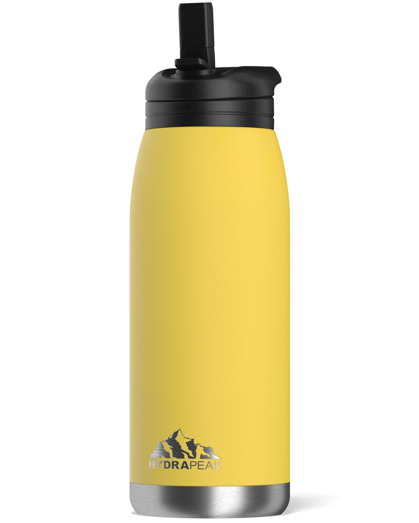 Hydrapeak Flow 32oz Insulated Water Bottle with Straw Lid - Lemon, Bright Color for Everyday Hydration