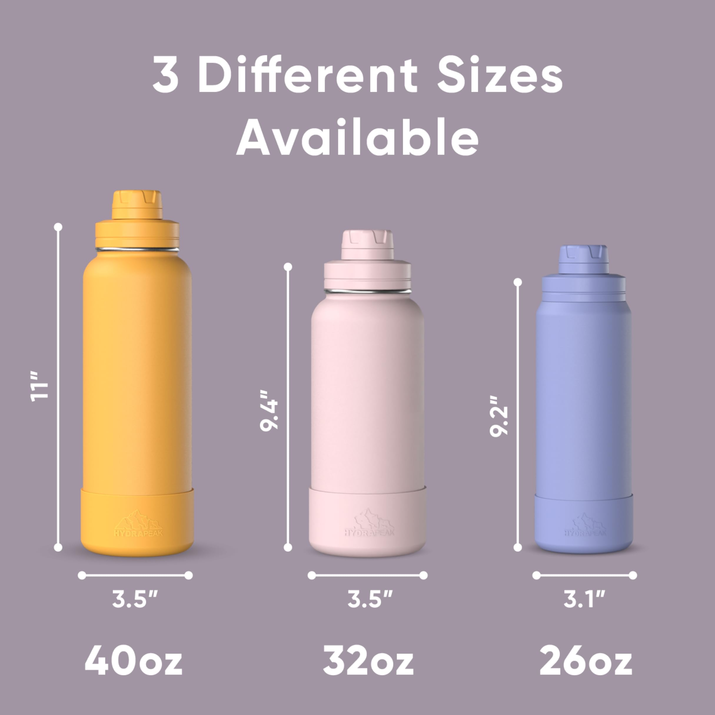 Hydrapeak 26oz Sport Insulated Water Bottle with Chug Lid - Leak & Spill Proof, Premium Stainless Steel, Blush