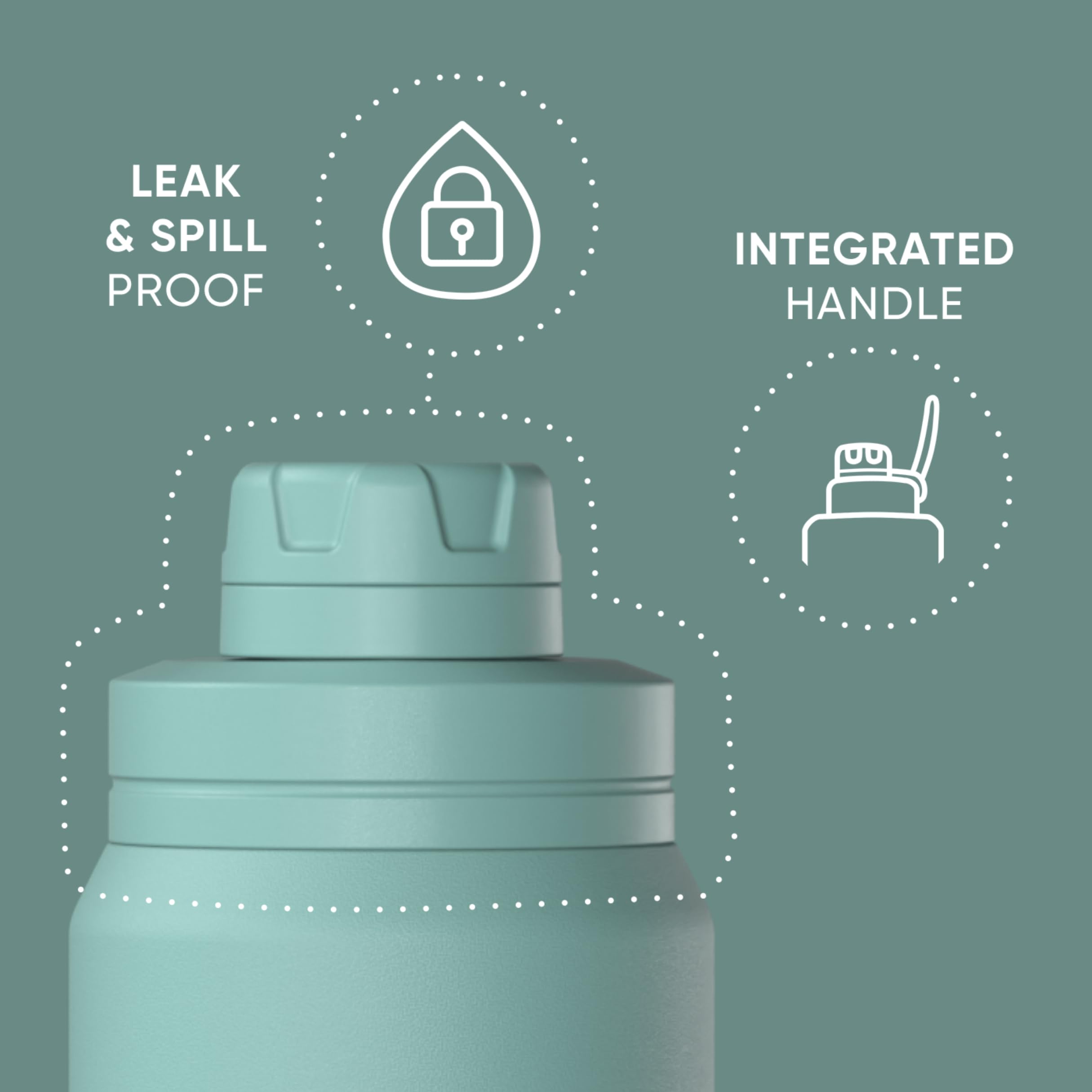 Hydrapeak 26oz Sport Insulated Water Bottle - Pale Sage Chug Lid, Leak Proof, Cupholder Friendly
