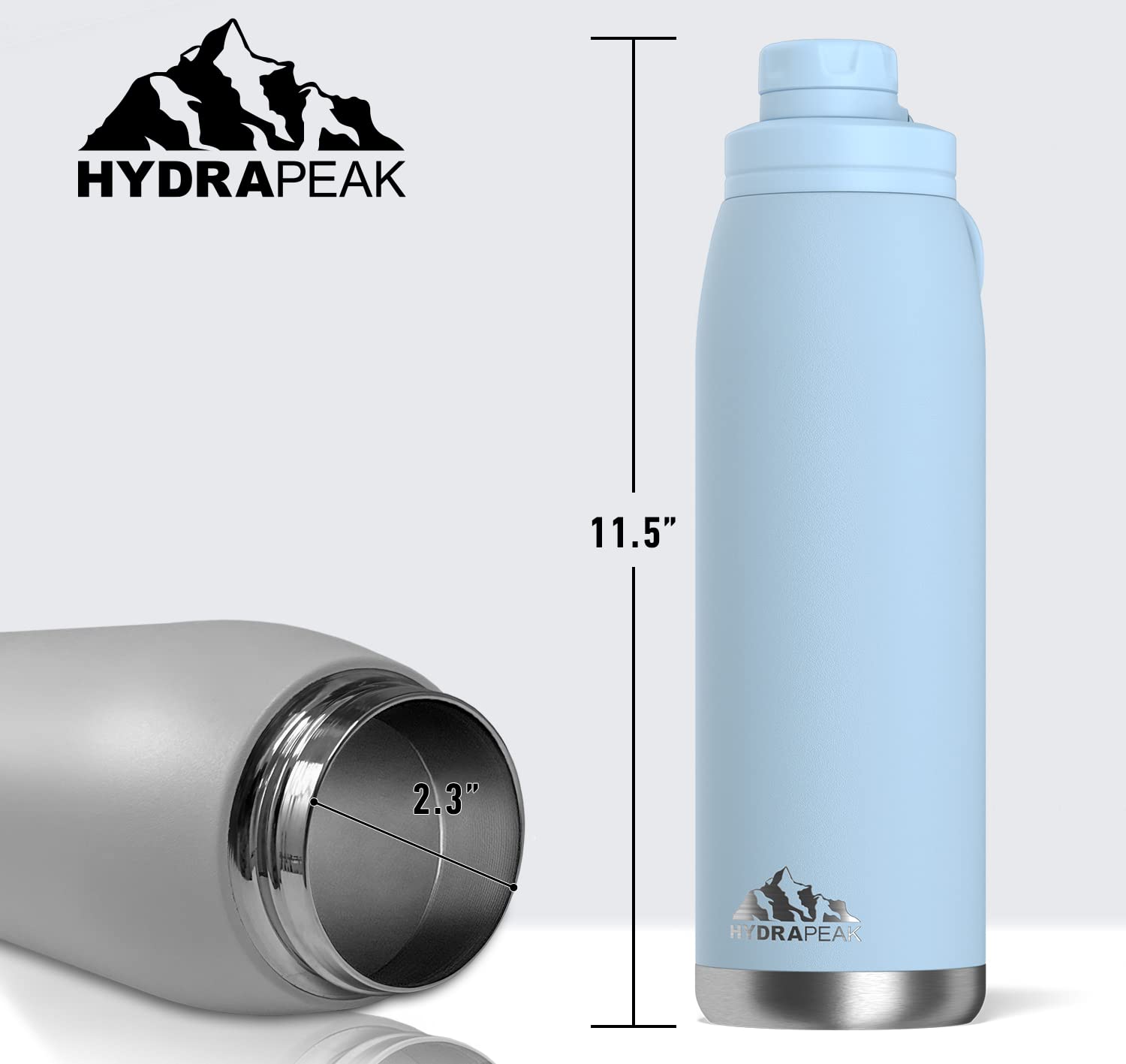 Hydrapeak 40 oz Insulated Water Bottle with Chug Lid - Leak Proof Double Walled Vacuum Stainless Steel, Cold 24