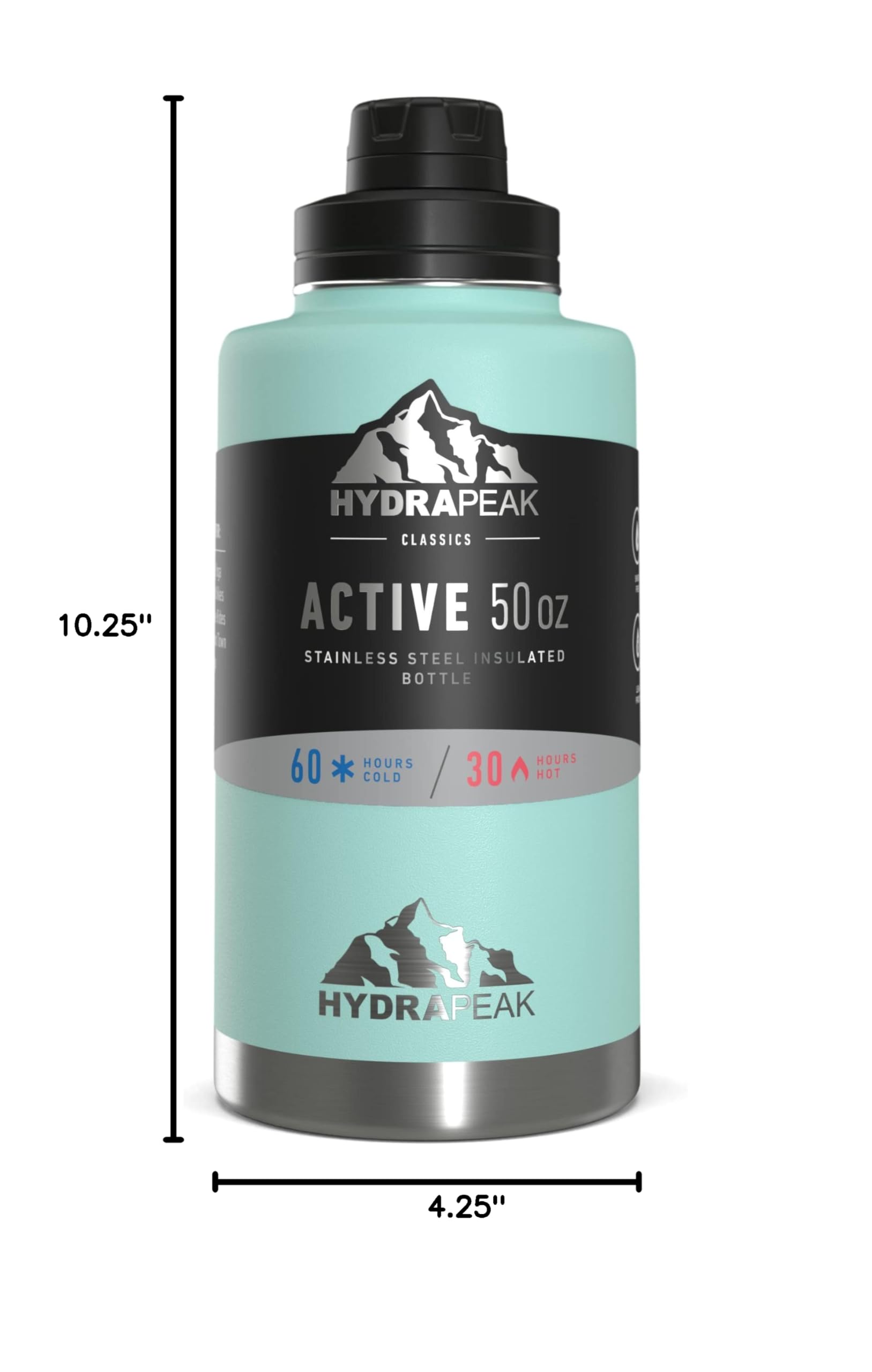 Hydrapeak 50oz Insulated Water Bottle Aqua - Leakproof Stainless Steel Flask