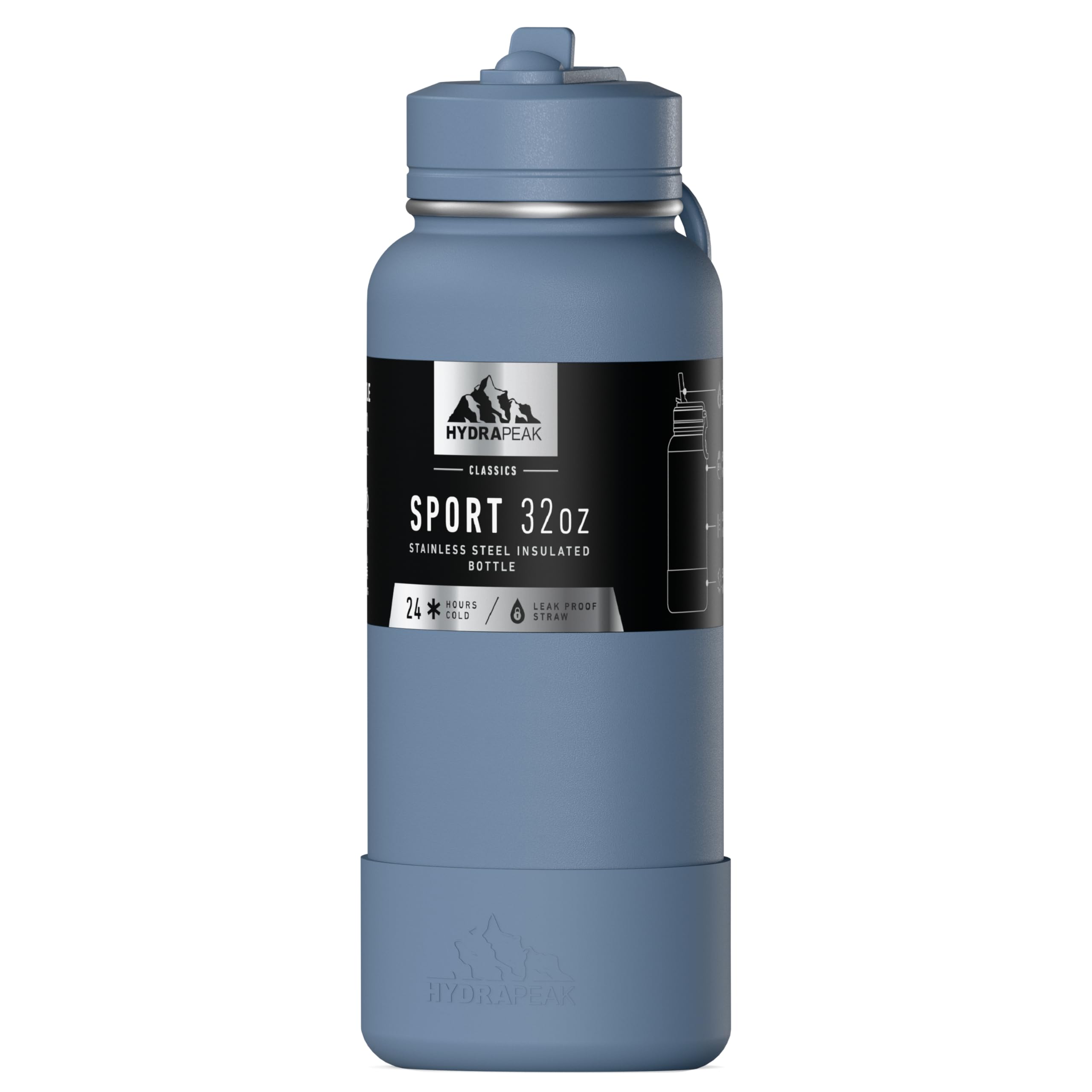 Hydrapeak 32oz Sport Insulated Water Bottle with Straw Lid - Modern Blue (24h Cold)