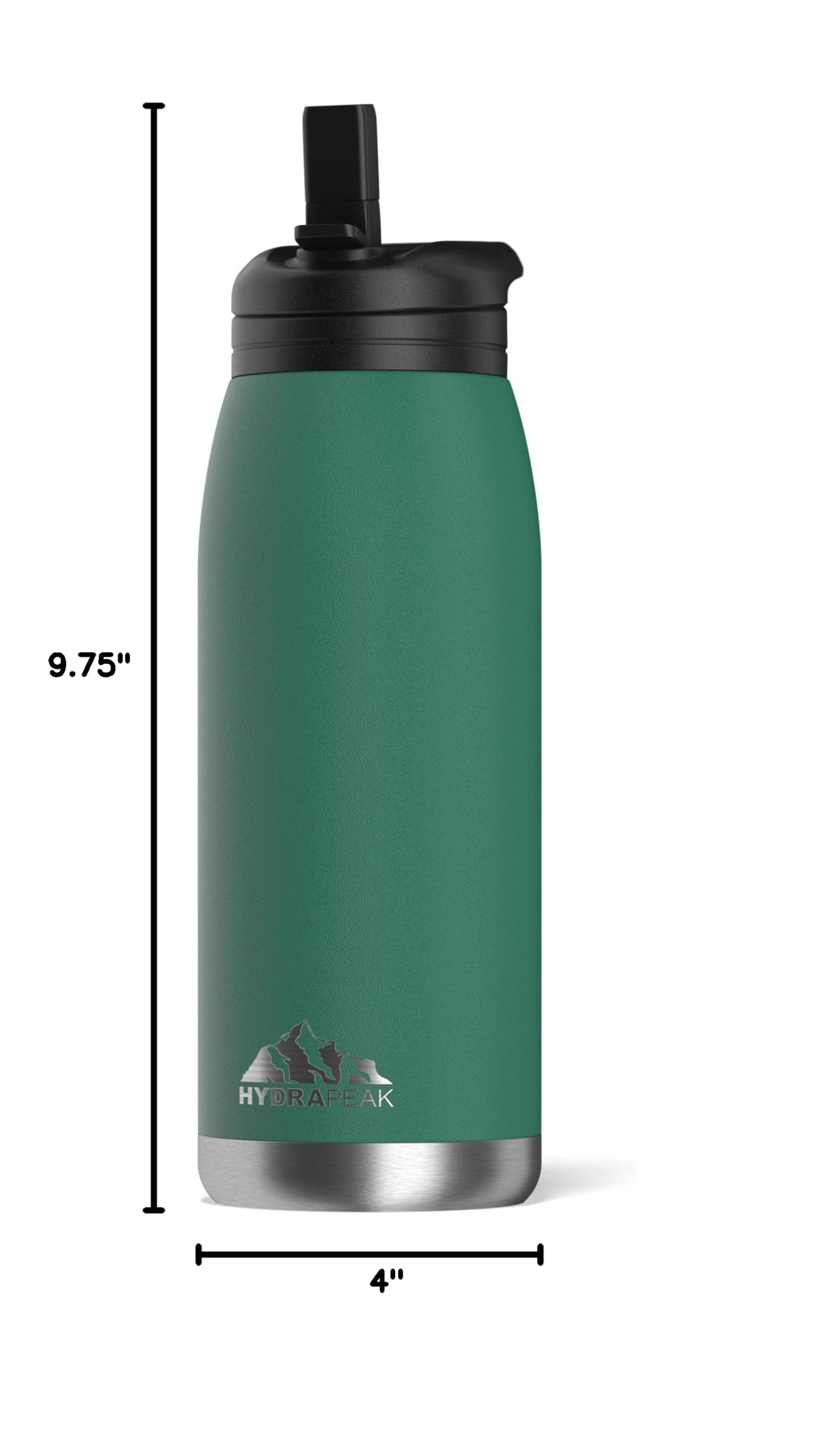Hydrapeak Flow 32oz Insulated Water Bottle with Straw Lid - Forest
