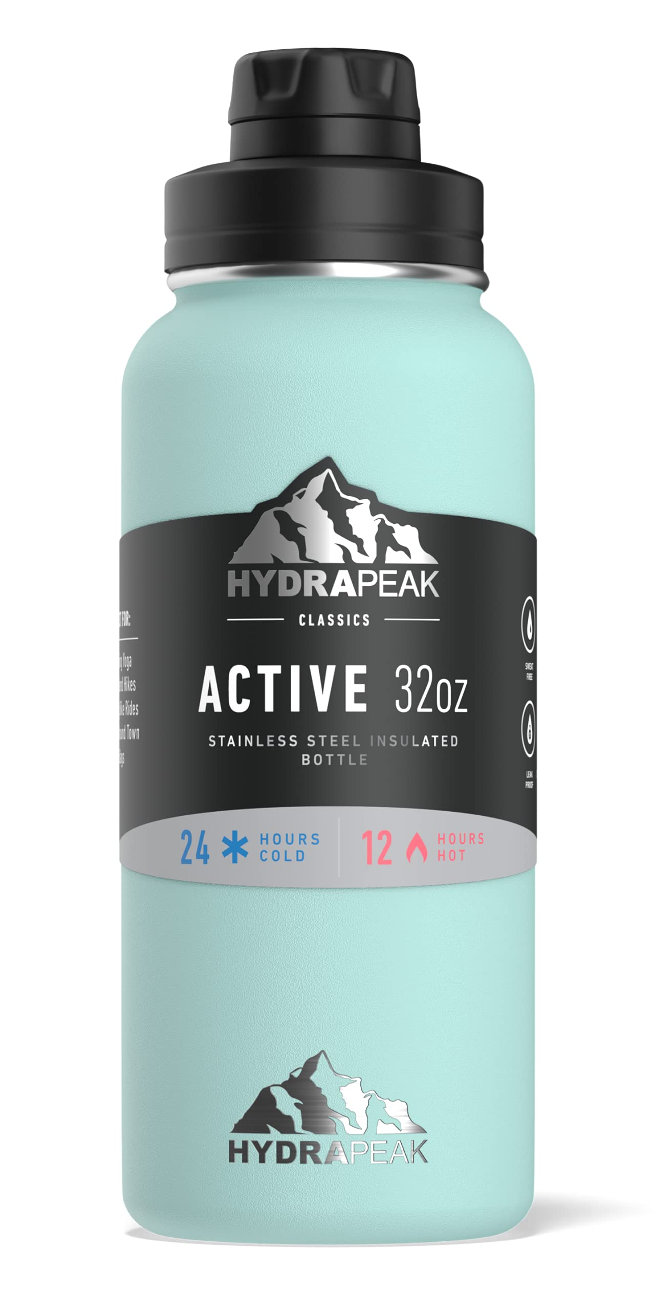 Hydrapeak 32oz Insulated Water Bottle with Chug Lid - Aqua