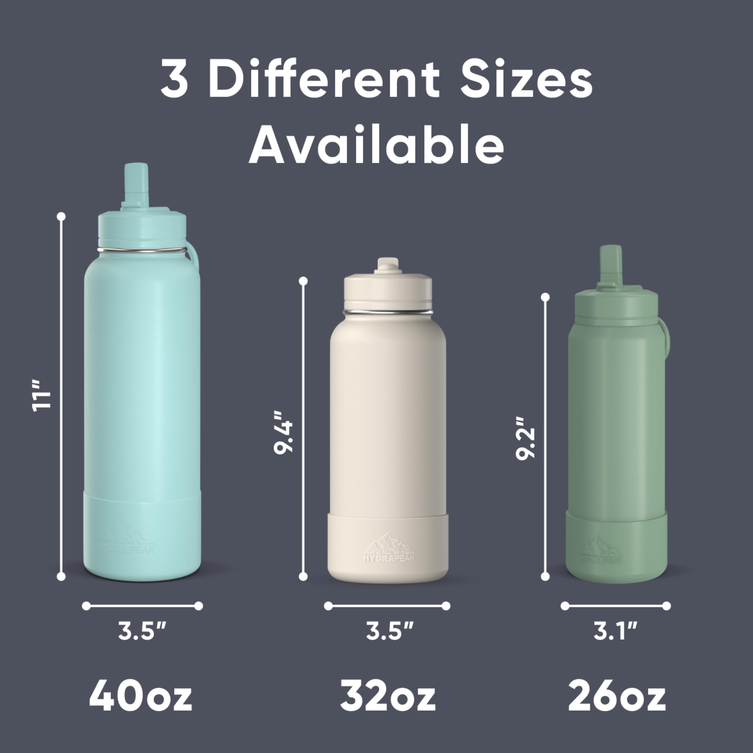 Hydrapeak 26oz Sport Insulated Water Bottle with Straw Lid – Leak-Proof, Navy