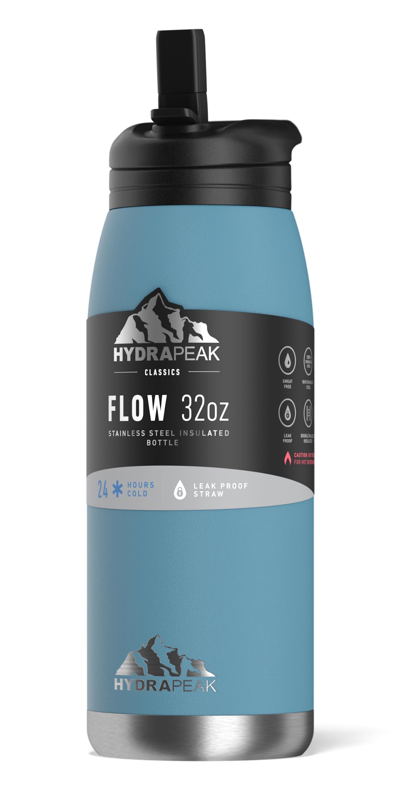 Hydrapeak Flow 32 oz Insulated Water Bottle with Straw Lid, Spring Lake – BPA-Free & Leakproof