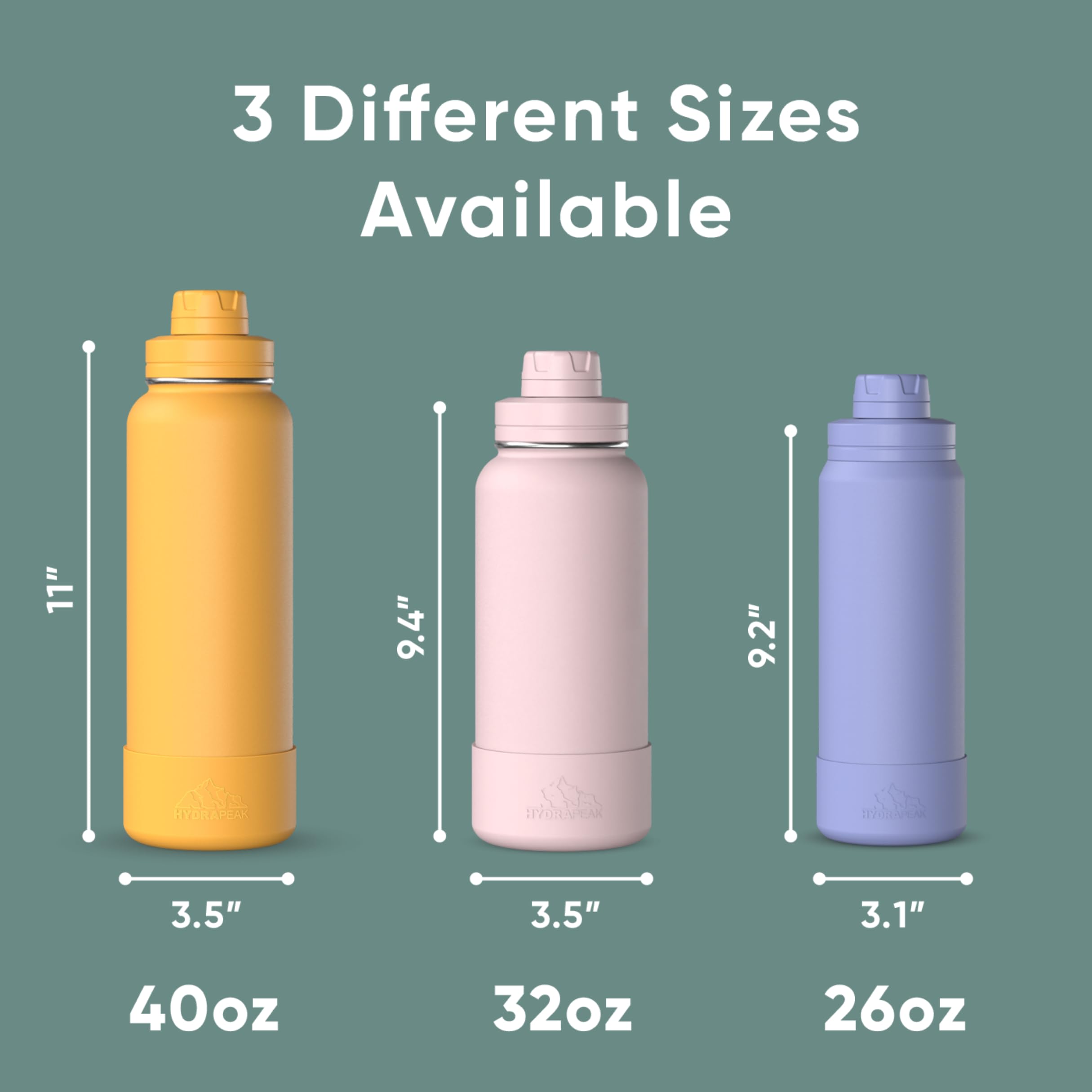 Hydrapeak 26oz Sport Insulated Water Bottle - Pale Sage Chug Lid, Leak Proof, Cupholder Friendly