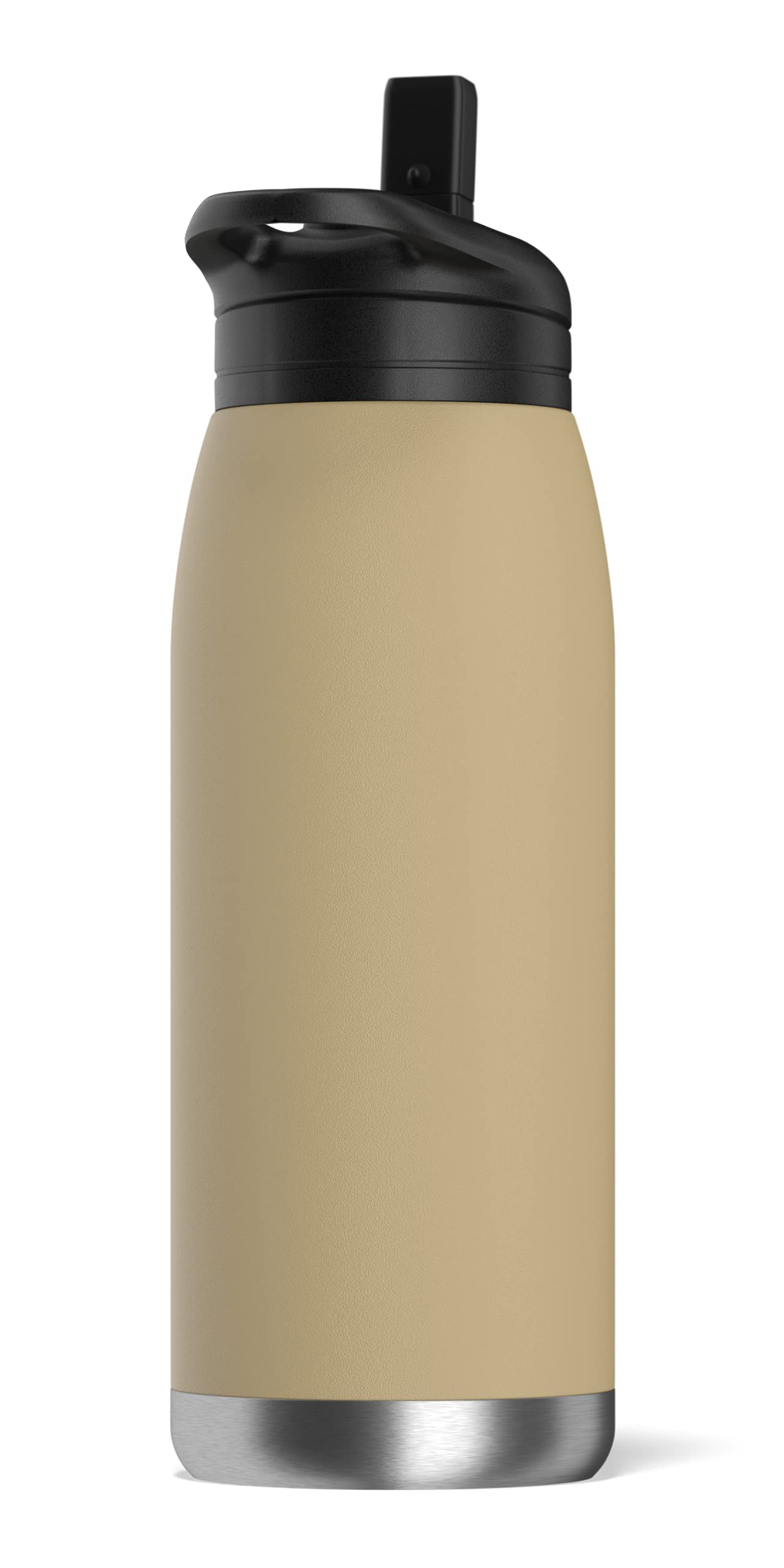 Hydrapeak Flow 32oz Insulated Water Bottle with Straw Lid - Sand, Copper-Coated Stainless Steel, Leak-Proof