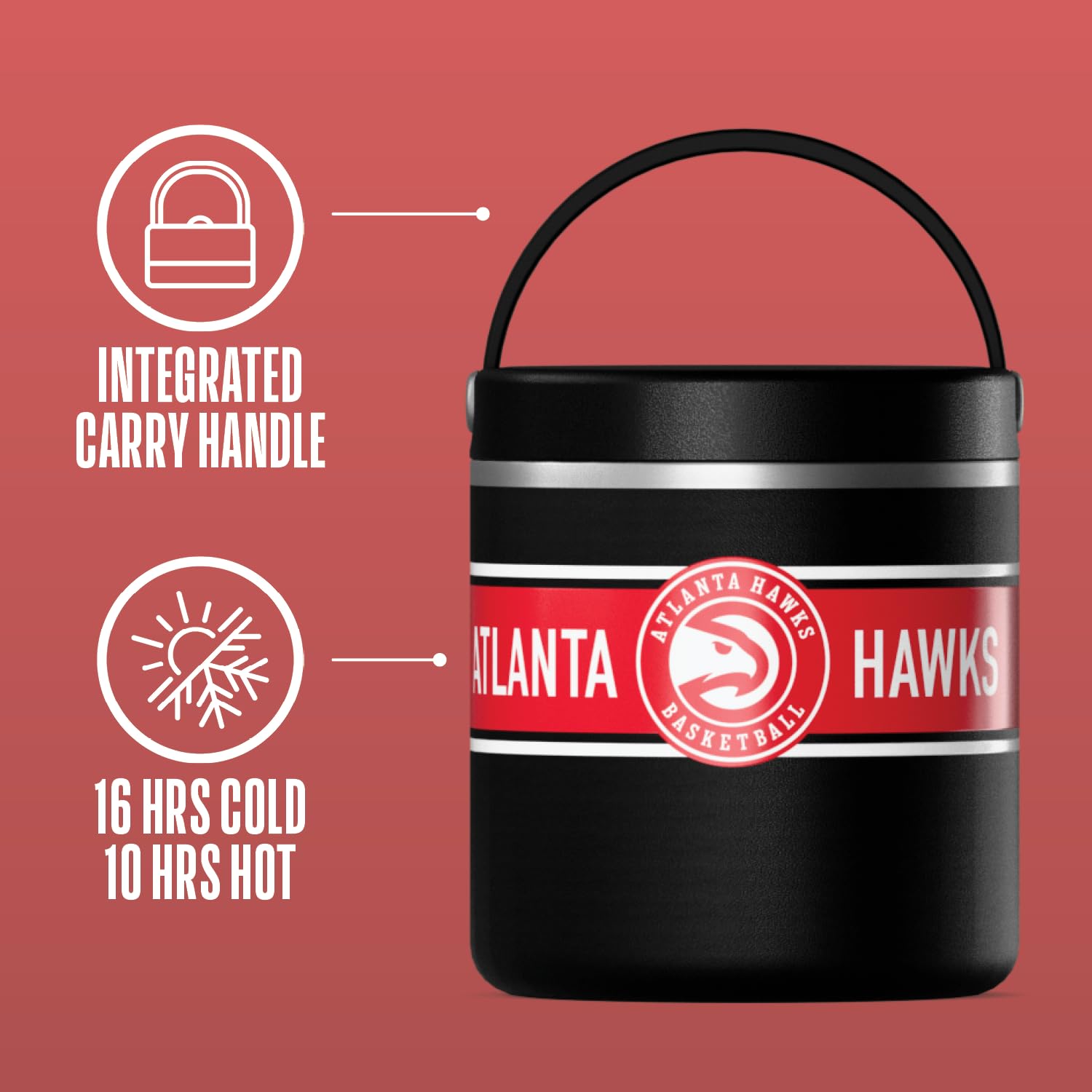 Hydrapeak Atlanta Hawks 25oz NBA Insulated Food Jar - Wide Mouth, Leak-Proof, 10H Hot