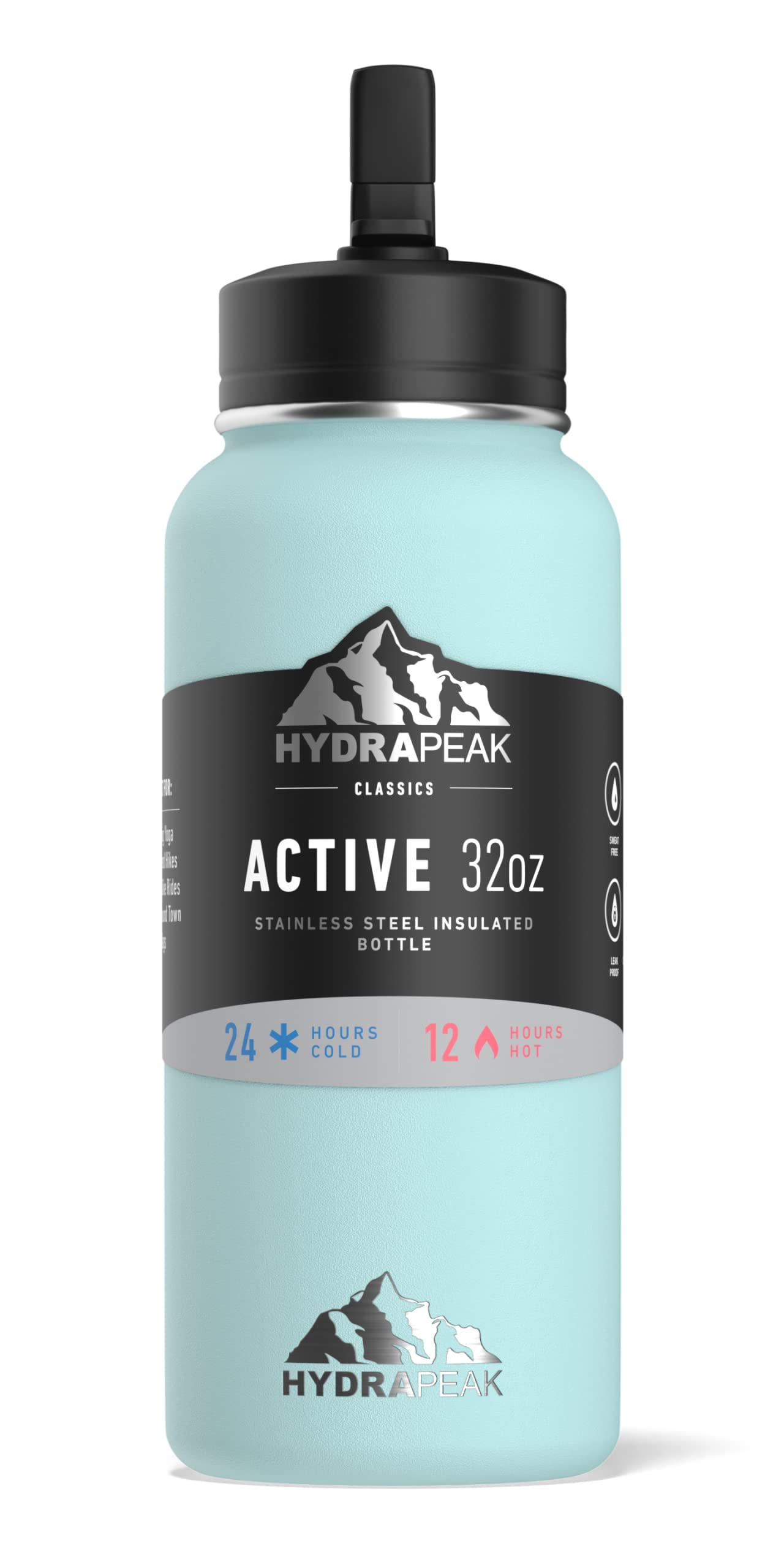Hydrapeak 32oz Insulated Water Bottle with Straw Lid - Leak-Proof Stainless Steel, Double-Wall Vacuum, Alpine