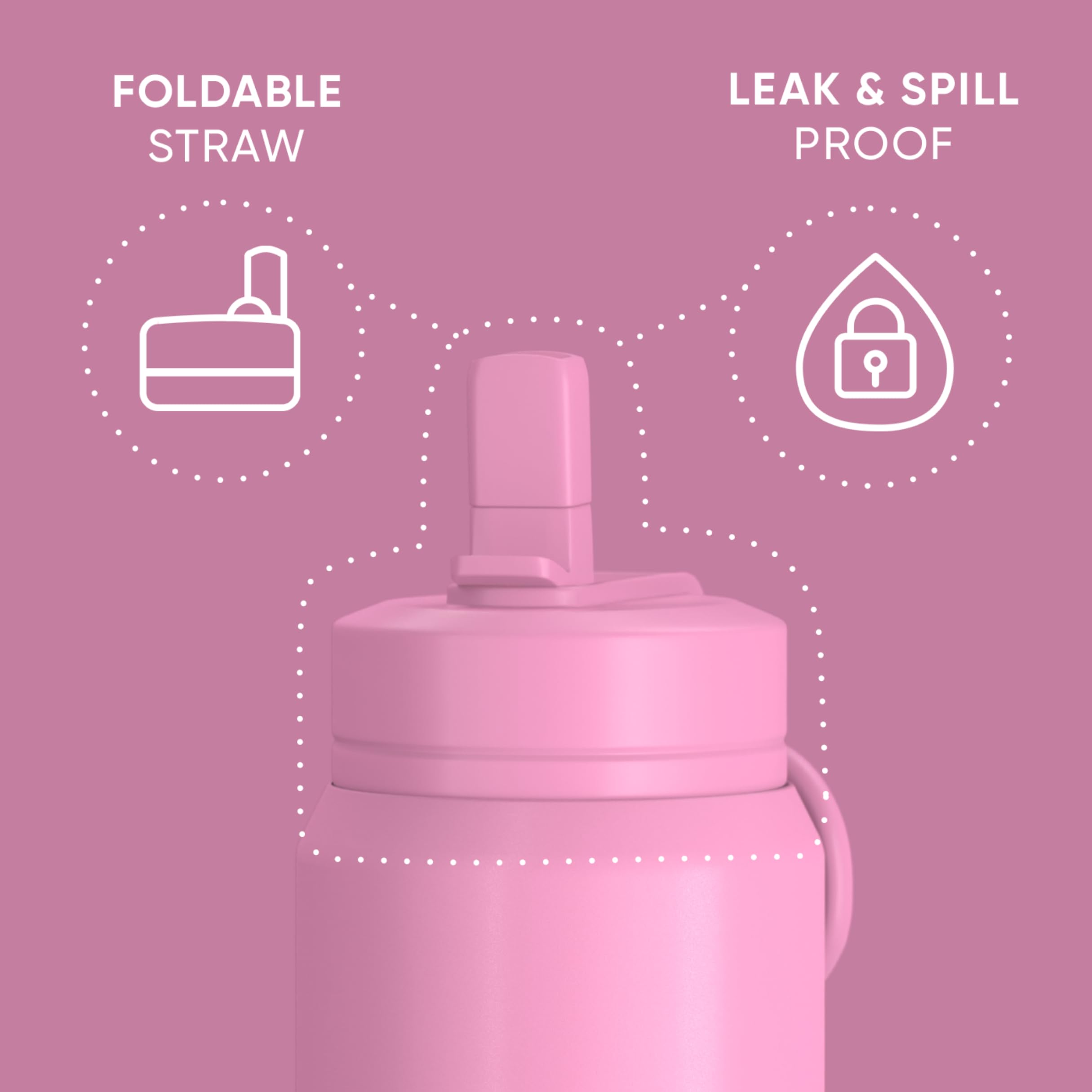 Hydrapeak 26oz Sport Insulated Water Bottle with Straw and Chug Lid - Bubblegum (Includes Both Lids)