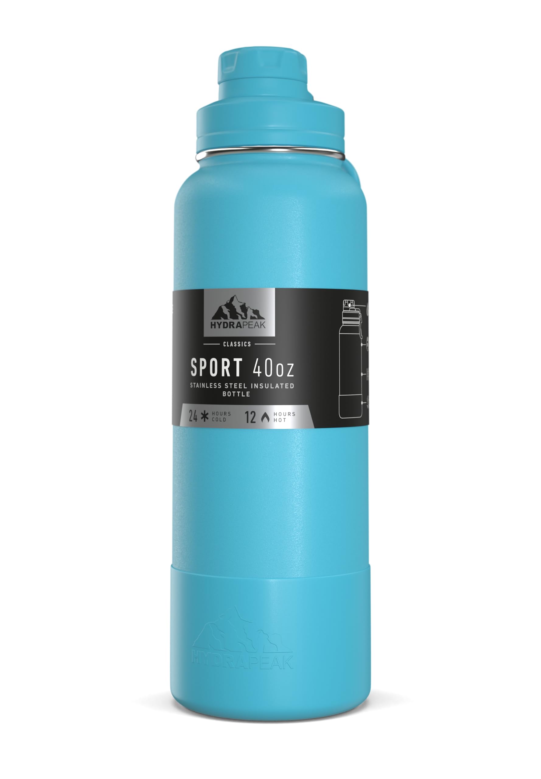 Hydrapeak 40oz Sport Insulated Water Bottle - Chug Lid, Belize Blue