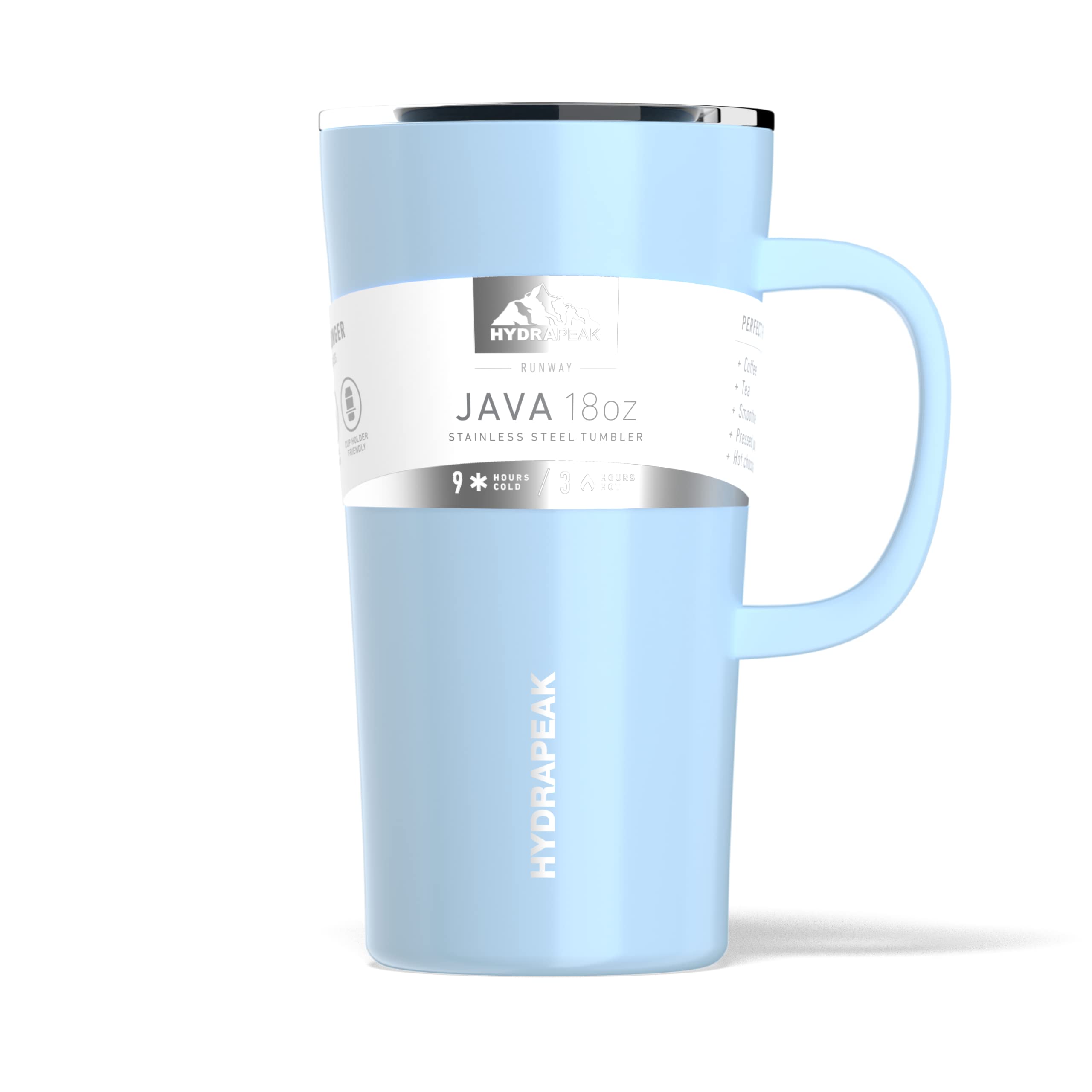 Hydrapeak JAVA 18oz Insulated Coffee Mug with Handle – Leak-Proof Travel Tumbler, Cloud